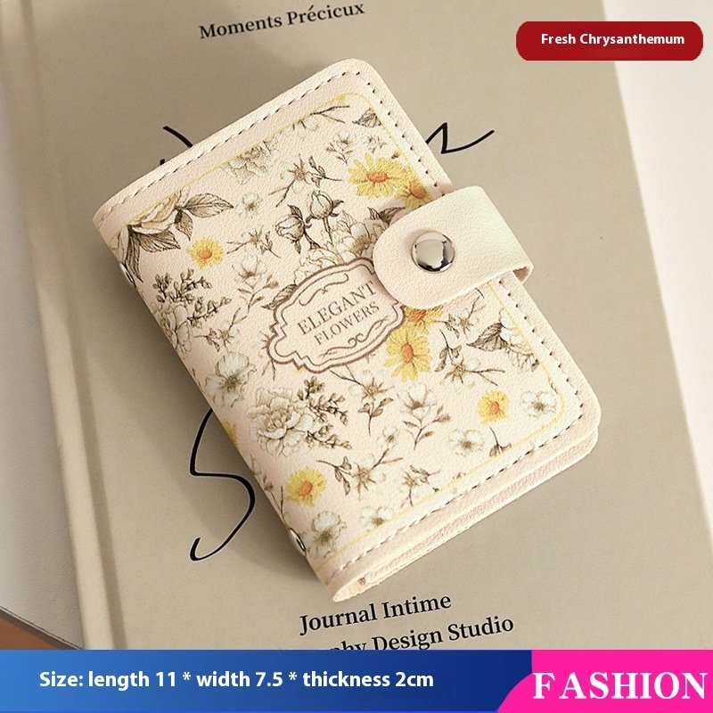 Women's Flower Oil Painting Retro Style Large Capacity Card Holder - Image 8
