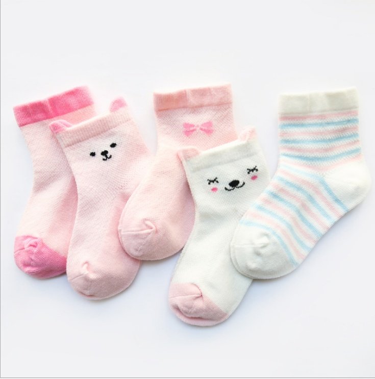 Children's Socks Pack of 5 Colors Breathable Summer Cotton Socks for Boys and Girls - Image 2
