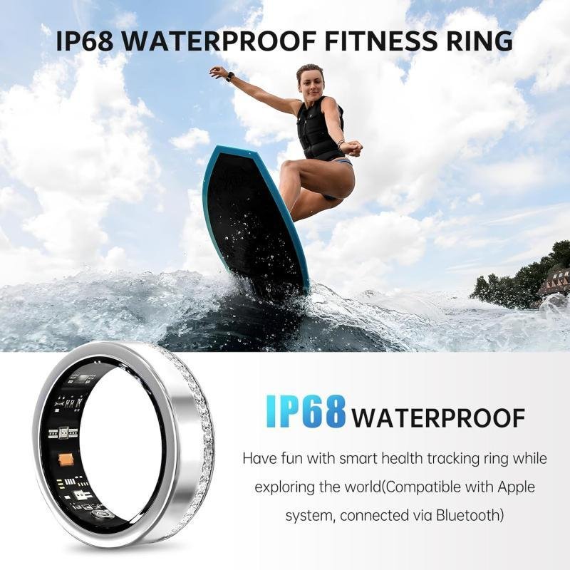 2025 New Silver Edge Diamond Smart Ring Fitness Tracker - Image 3