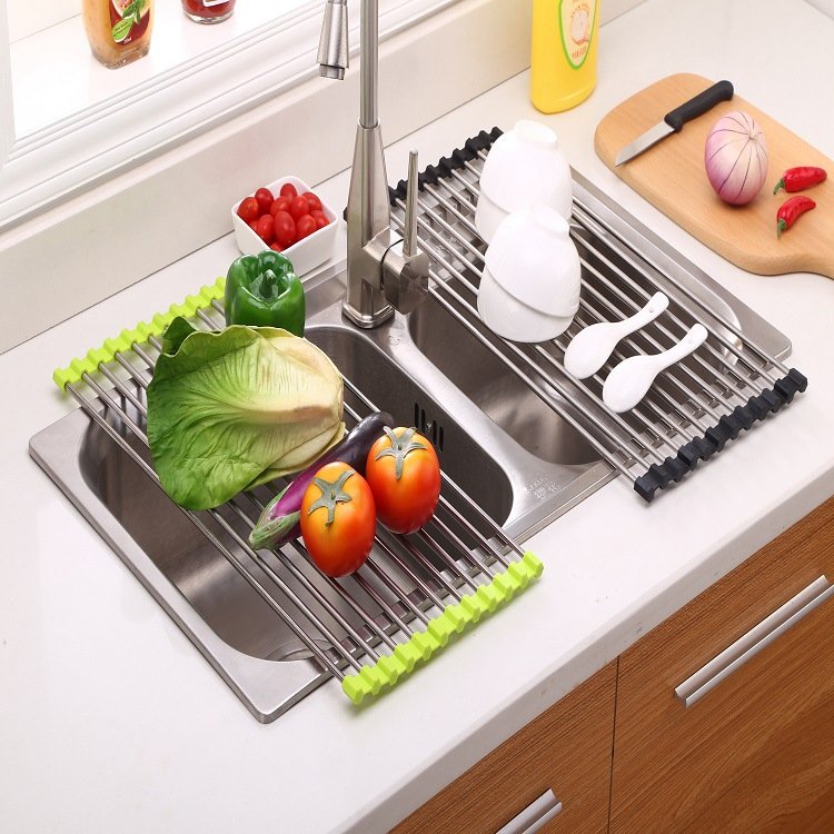 Folding Kitchen Drain Sink Rack Stainless Steel - Image 2