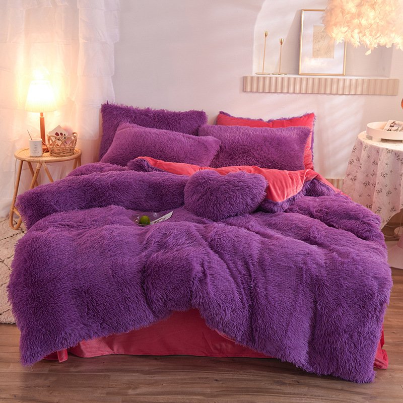 Luxury Thick Fleece Duvet Cover Queen King Winter Warm Bed Quilt Cover Pillowcase Fluffy Plush Shaggy Bedclothes Bedding Set Winter Body Keep Warm - Image 21
