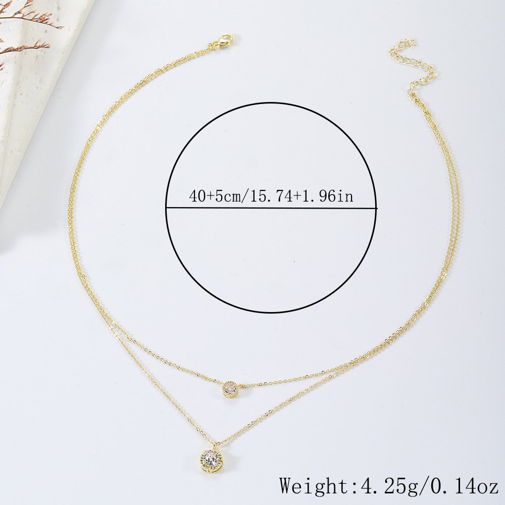 Sparkling Three-dimensional Zircon Pendant Necklace, Women's Exquisite Double-layer Collarbone Chain Jewelry Gift, Suitable For Engagement, Party, Holiday Gifts - Image 5