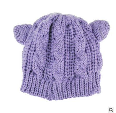 Hand Made 3D Cute Knitted Cat Ear Beanie For Winter - Image 9