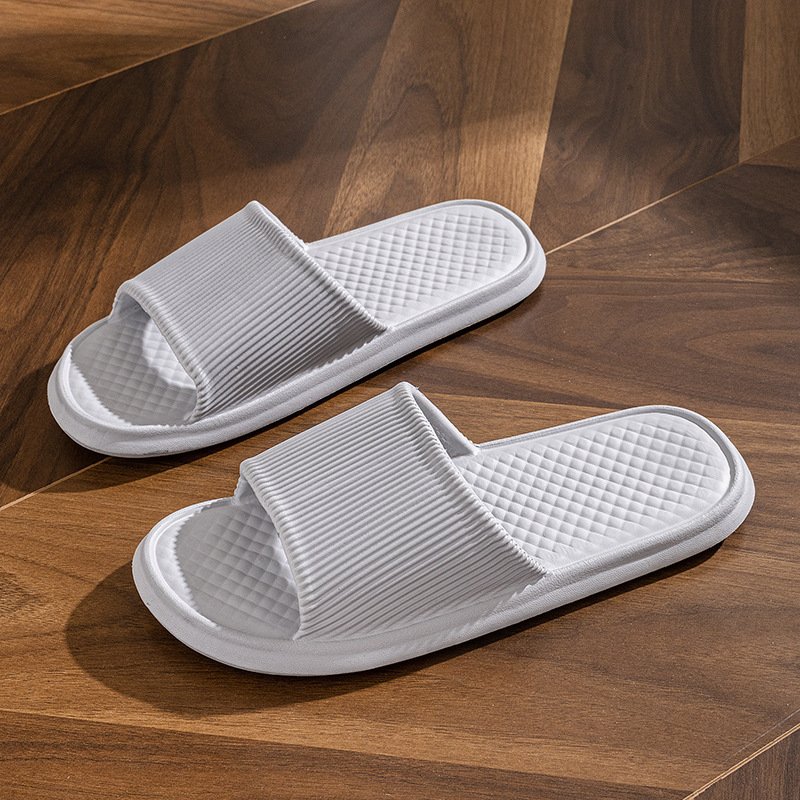 Summer Slipper Indoor House Shoes For Men Women Couples Solid Color Rhombus Striped Non-slip Bathroom Slippers - Image 5