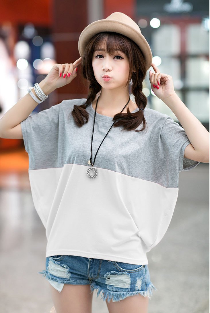 Loose-fitting Batwing Sleeve Shirt Student Women's Short Sleeve - Image 5