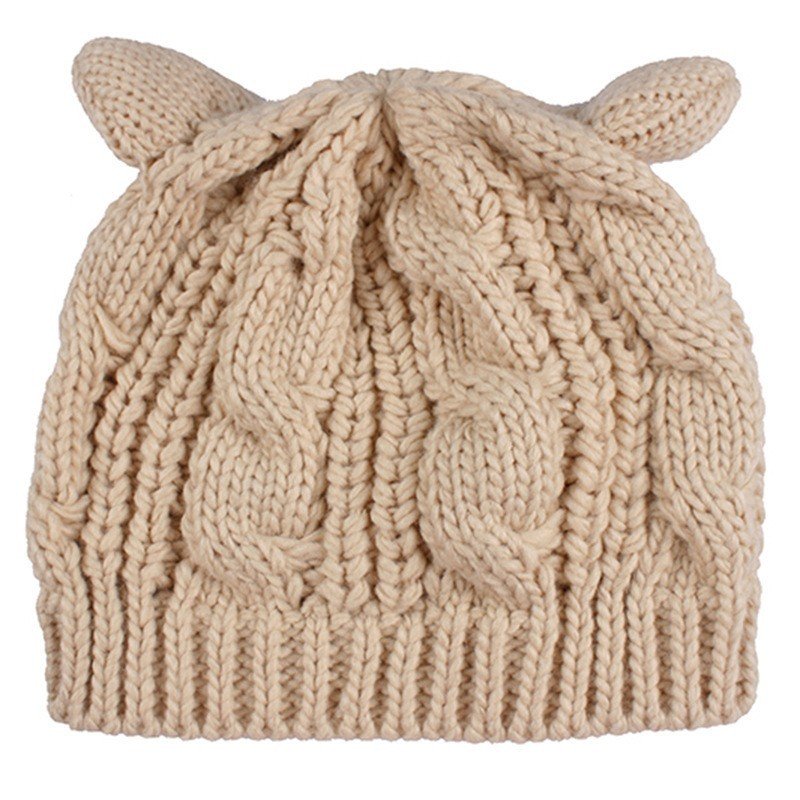 Hand Made 3D Cute Knitted Cat Ear Beanie For Winter - Image 5