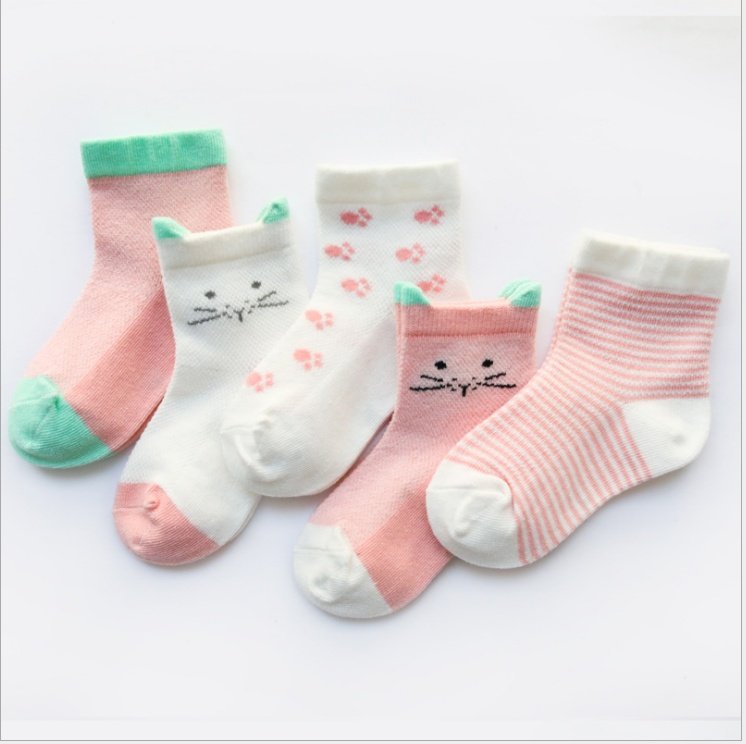 Children's Socks Pack of 5 Colors Breathable Summer Cotton Socks for Boys and Girls - Image 4