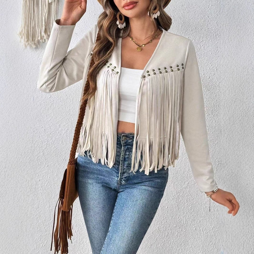 Women's Short Long-sleeved Cardigan Jacket Without Buckle