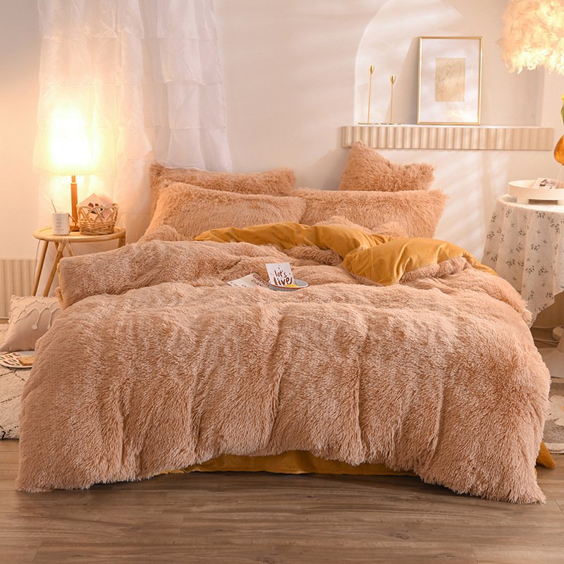 Luxury Thick Fleece Duvet Cover Queen King Winter Warm Bed Quilt Cover Pillowcase Fluffy Plush Shaggy Bedclothes Bedding Set Winter Body Keep Warm - Image 6