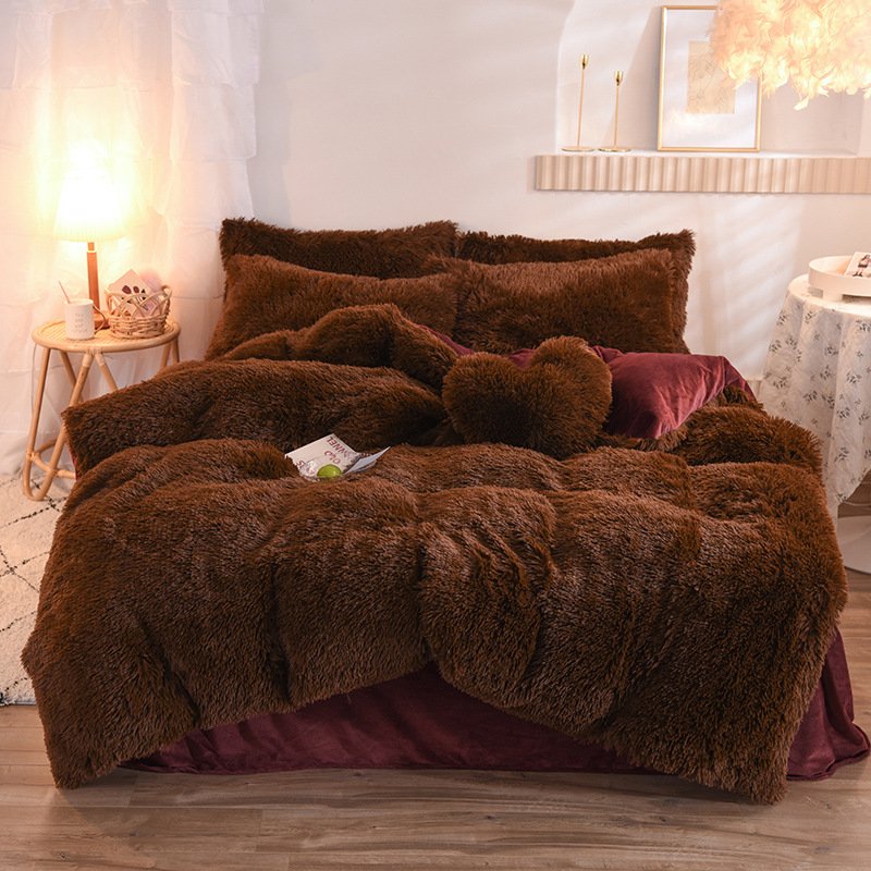 Luxury Thick Fleece Duvet Cover Queen King Winter Warm Bed Quilt Cover Pillowcase Fluffy Plush Shaggy Bedclothes Bedding Set Winter Body Keep Warm - Image 7