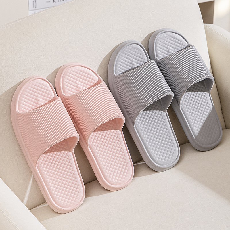 Summer Slipper Indoor House Shoes For Men Women Couples Solid Color Rhombus Striped Non-slip Bathroom Slippers - Image 10