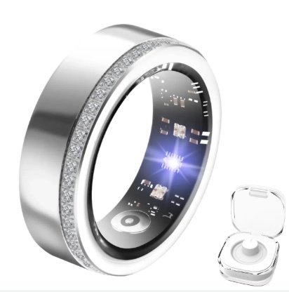 2025 New Silver Edge Diamond Smart Ring Fitness Tracker