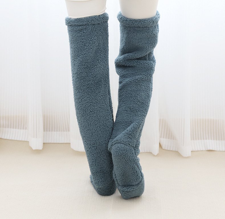 Over Knee High Fuzzy Long Socks Winter Warm Cold Leg Knee Joint Cold-proof Stockings Home Floor Sleeping Socks - Image 6