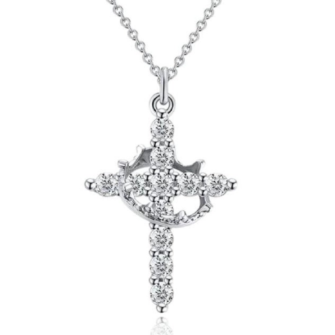 Christian Religious Symbola Drop Classic Crown & Cross Pendant Choker Easter Necklace For Women & Men & Girls Pretty Crown Cross Necklace For Daily Party Clothing Decor Trendy All-match & Exquisite Je - Image 2