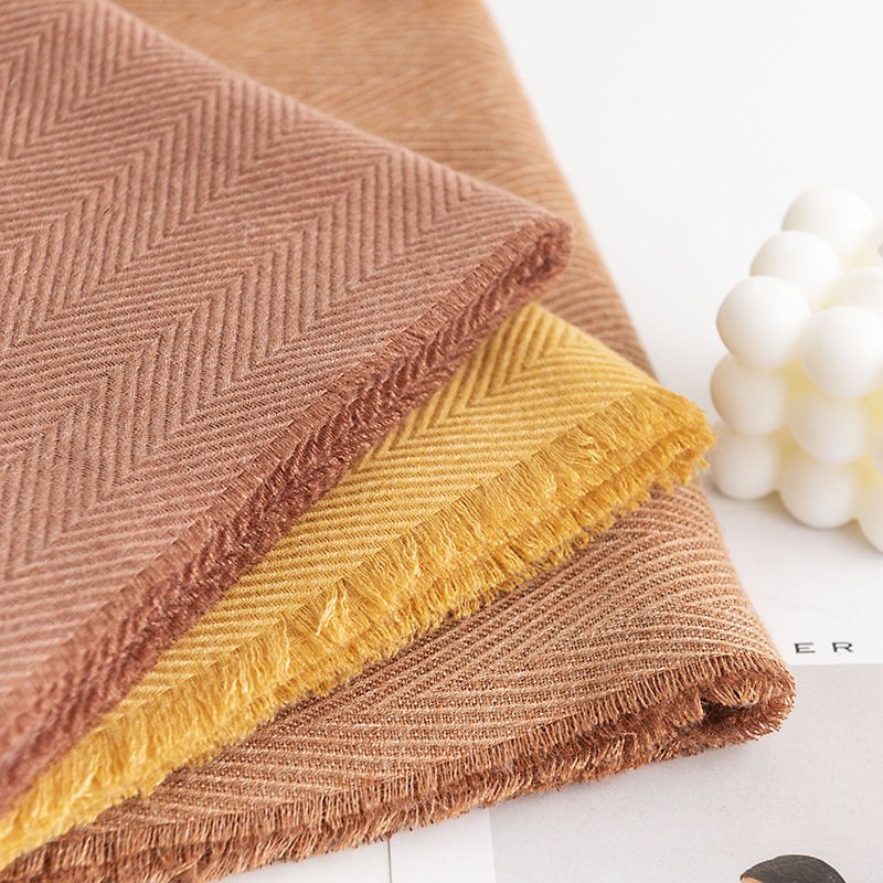 Herringbone Pattern Monochrome Artificial Cashmere Scarf Women's Simple Casual Style Tassel Warm Shawl - Image 9