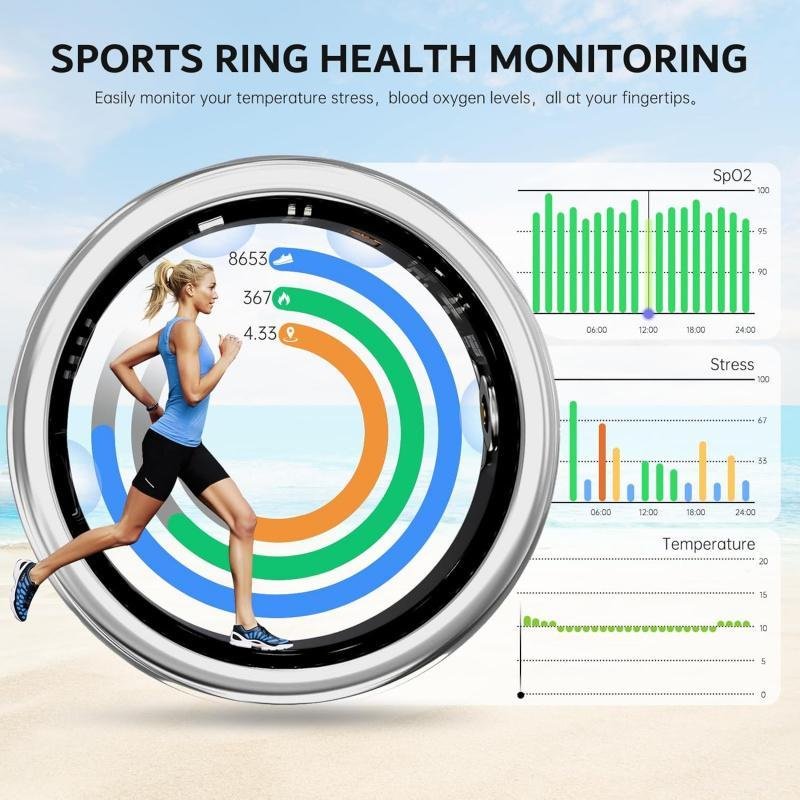 2025 New Silver Edge Diamond Smart Ring Fitness Tracker - Image 6