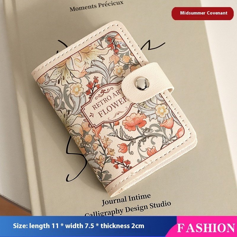 Women's Flower Oil Painting Retro Style Large Capacity Card Holder - Image 9
