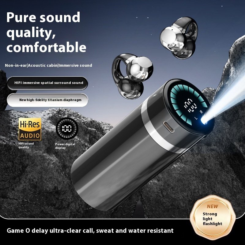 Clip Ear Sports Noise-canceling Flashlight Bluetooth Headset - Image 2