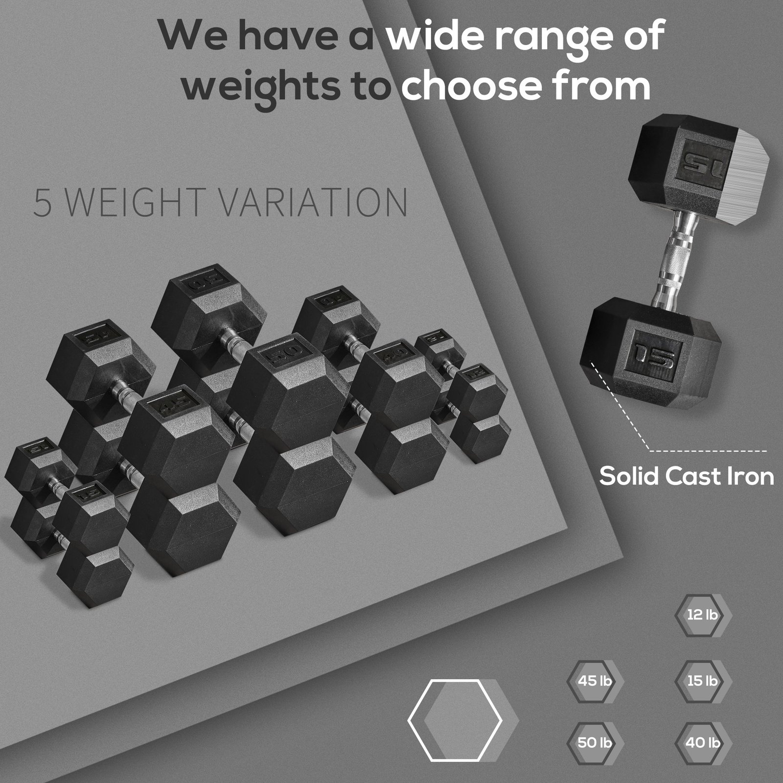 2 x 15lbs Hex Dumbbell Set of 2 - Image 3