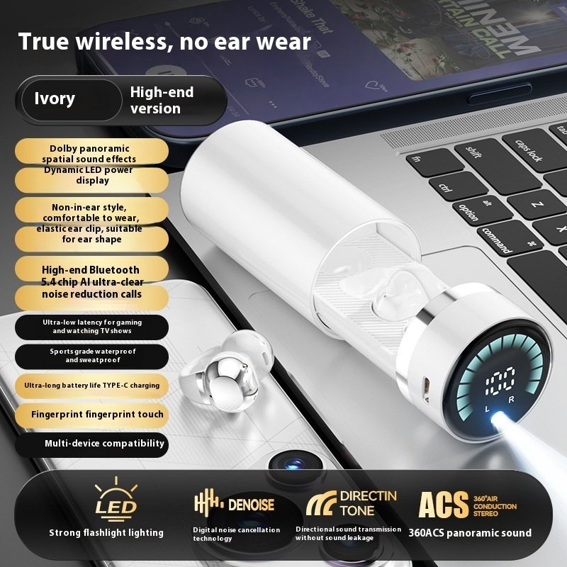 Clip Ear Sports Noise-canceling Flashlight Bluetooth Headset - Image 7