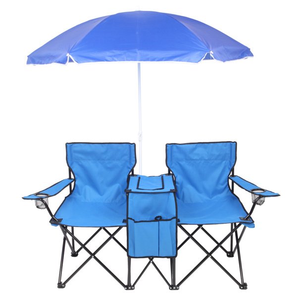 Outdoor Beach Fishing Chair With Umbrella In Blue - Image 2