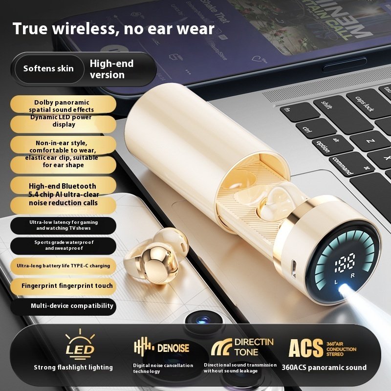 Clip Ear Sports Noise-canceling Flashlight Bluetooth Headset - Image 4