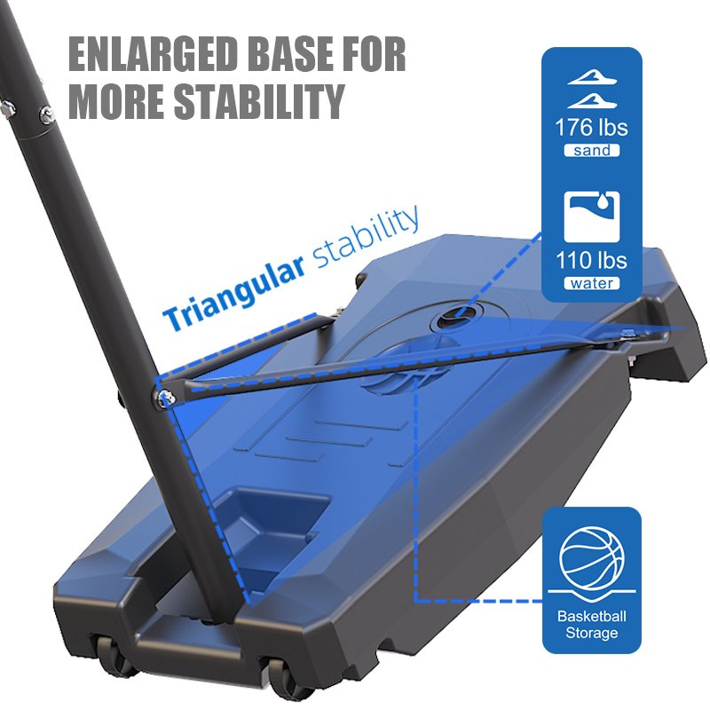 TotheCORE Basketball Stand 5.25-8.53 Ft Adjustable Portable Basketball Hoop & Goal With PC Backplate, Large Base And Wheels - Image 3