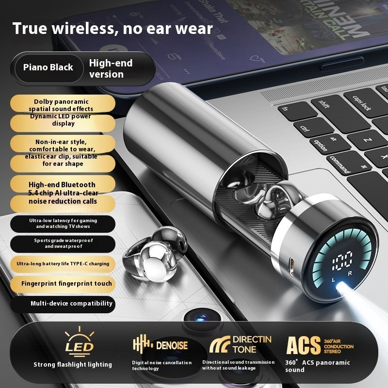 Clip Ear Sports Noise-canceling Flashlight Bluetooth Headset - Image 8
