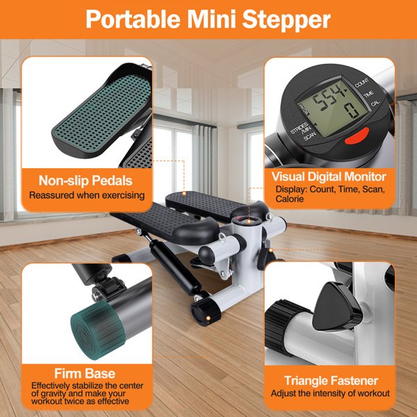 Fitness Step Machine, Mini Step Machine With Resistance Band, Home Fitness Equipment With 330.7LBS Load-bearing Capacity, Hydraulic Fitness Step Machine With LCD Display Screen - Image 3