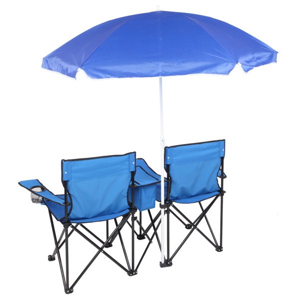 Outdoor Beach Fishing Chair With Umbrella In Blue - Image 3