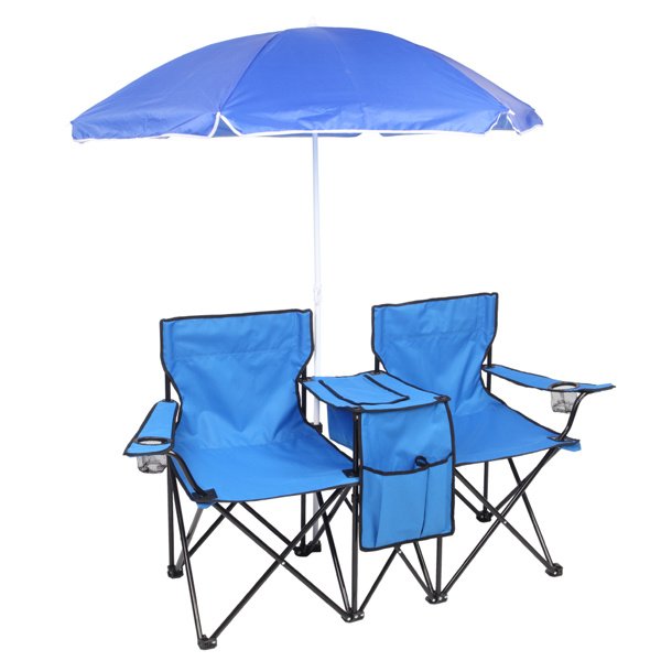 Outdoor Beach Fishing Chair With Umbrella In Blue - Image 4