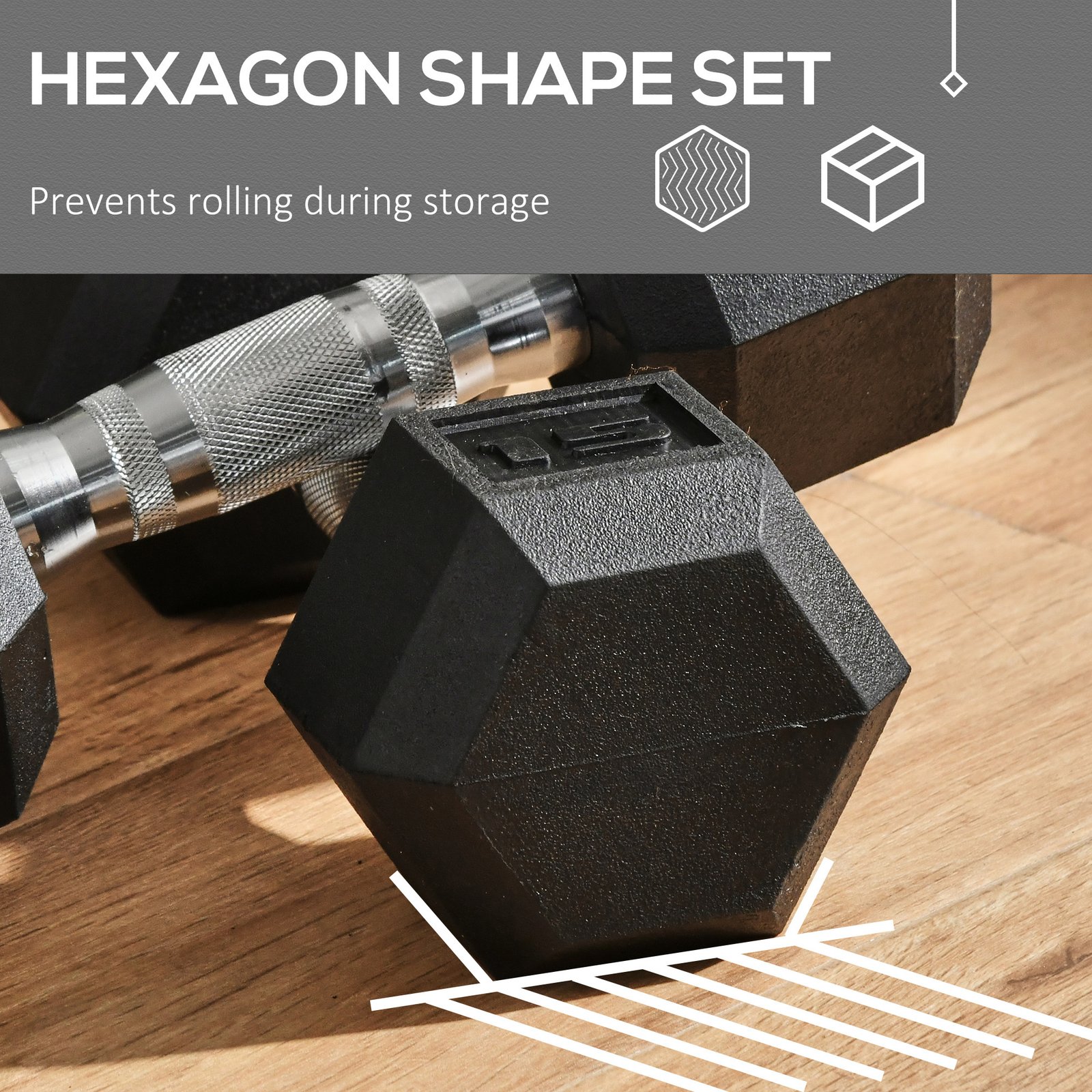 2 x 15lbs Hex Dumbbell Set of 2 - Image 7