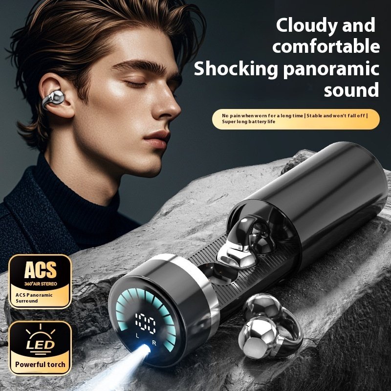 Clip Ear Sports Noise-canceling Flashlight Bluetooth Headset